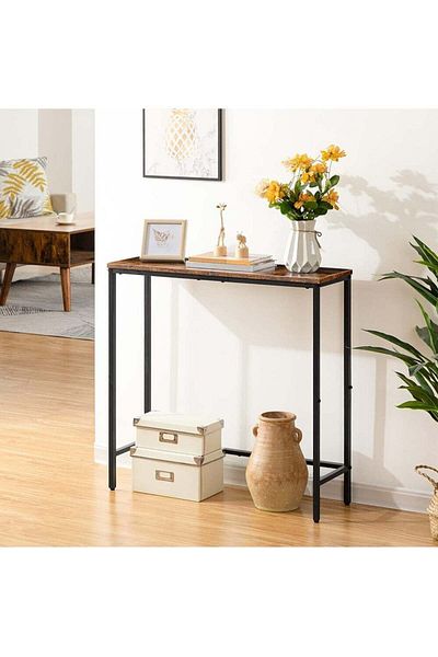 AGD Wooden Narrow Table Modern Side Table Rustic Small Sofa Side Display Desk for Hallway Bedroom Li