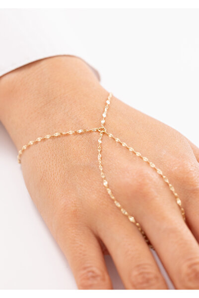 Zeyd Jewelry Zincir Detaylı Minimal 14 Ayar Altın Şahmeran