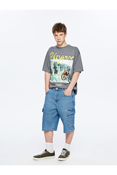 LC Waikiki Indigo Young Men's Jean Cargo Shorts