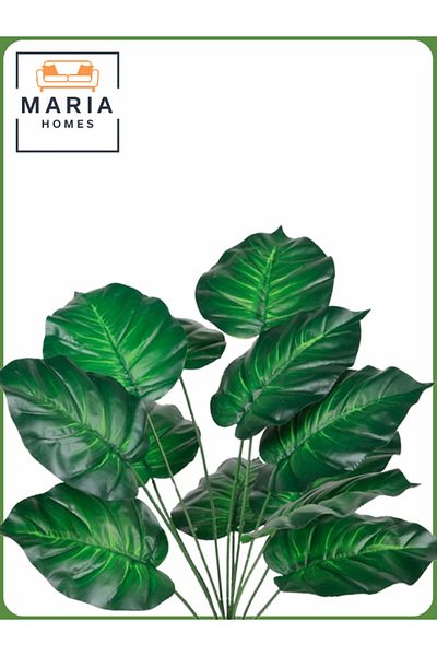 MARIA HOMES Artificial Green Heart Leaf Plant 55 cm – Decorative Indoor Shrub with Gray Pot