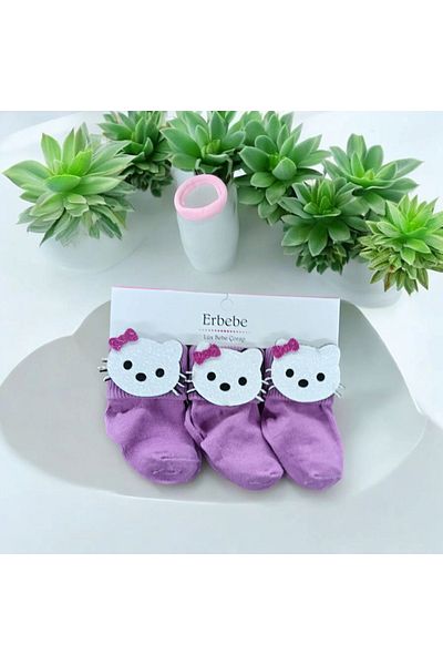 ÖZKARDEŞLER BABY Baby Curly Socks with Felt Figures, Set of 3