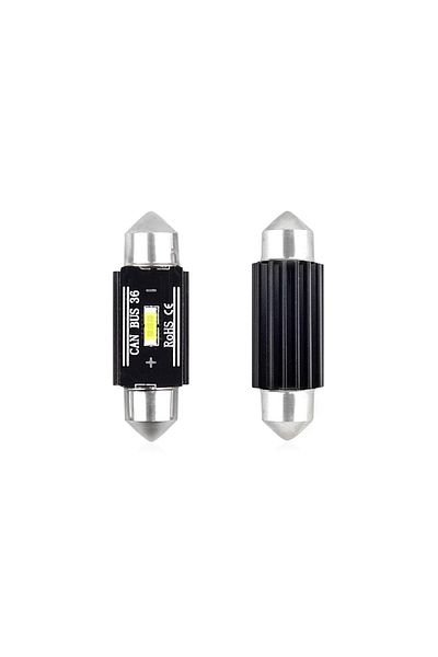 JollyMag Set of LED CANBUS car bulbs compatible with C5W 1 SMD 36mm White 12/24V, car or off-road