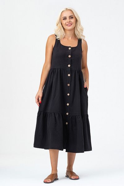 Bold & Young Rochie de damă cu buzunar, cu șnur, guler pătrat, cu nasturi