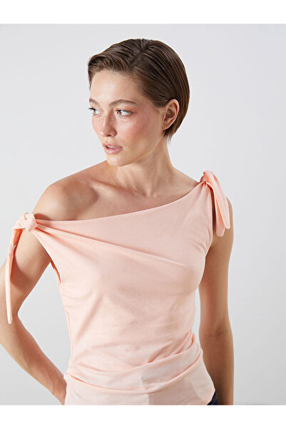 LC Waikiki LCW Vision Pembe Dökümlü Yaka Büzgülü Bluz