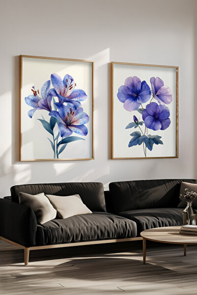 STARYUNA Set de 2 picturi cu flori cu rama din lemn Yuna213