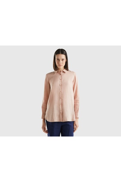 United Colors of Benetton Women's Pure Linen Long Shirt