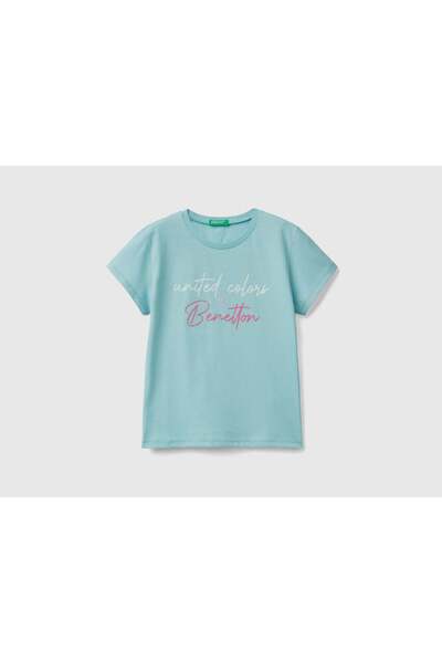United Colors of Benetton Kids' Organic Cotton T-Shirt with Shiny Logo