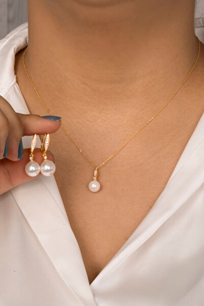 LOTUS JW İNCİ KOLYE VE KÜPE SETİ | 925 Ayar Gümüş Set