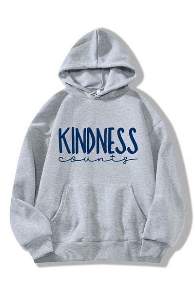 Boi Φούτερ Kindness - Γκρι εμπριμέ με χοντρή κουκούλα