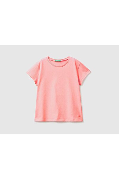 United Colors of Benetton تي شيرت قطني سادة بأكمام قصيرة للأطفال