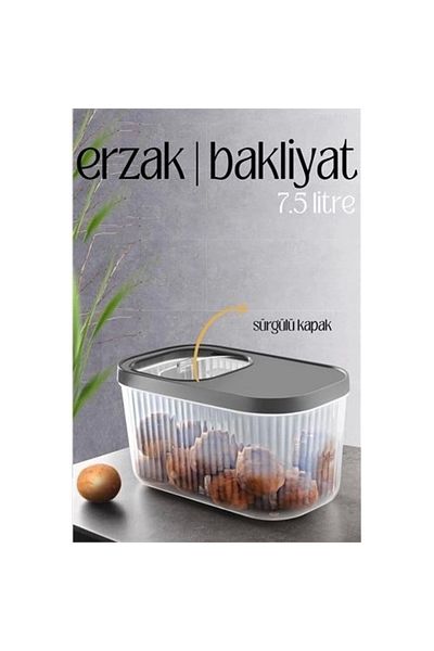 Lisinya صندوق البقوليات MultiBox بغطاء منزلق سعة 7.5 لتر