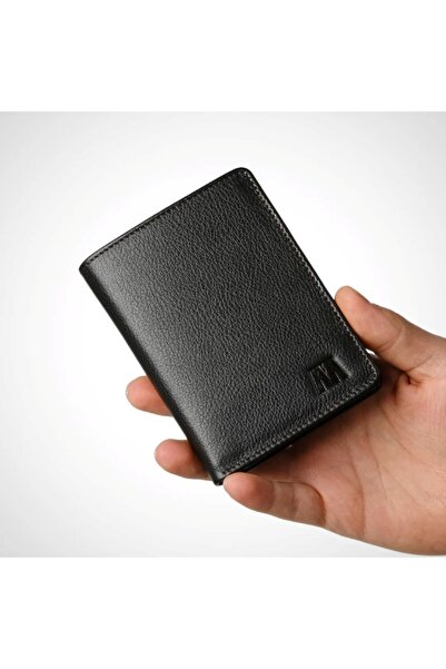 SANATE COLLECTION Hakiki Deri Koyu Kahve Cep Boy Kartlıklı Şeffaf Bölmeli İsim/Marka Yazılır