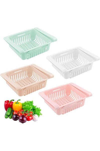 Türkiye Kitchen Retractable Drawer Organizer Refrigerator Storage Baskets Food Storage Boxes