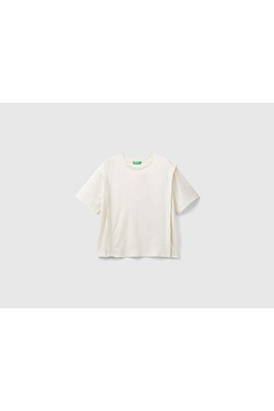 United Colors of Benetton Women's Short Sleeve T-Shirt with Folded Sides