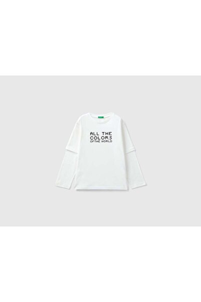 United Colors of Benetton تي شيرت بأكمام مزدوجة للبنات