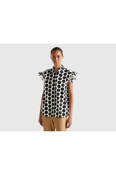 United Colors of Benetton Women's Sleeveless Polka Dot Shirt