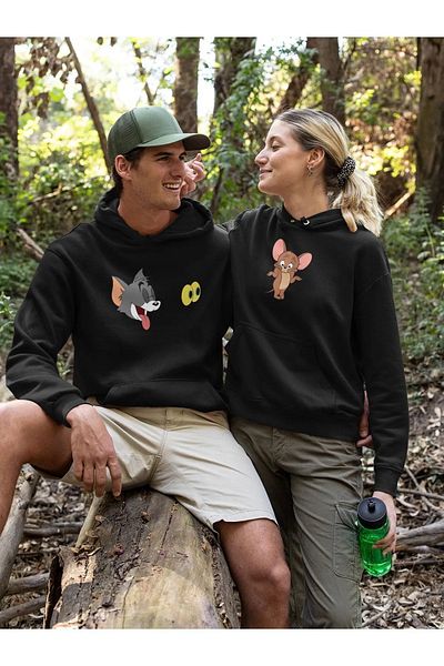 Boi Lover Couple Combination Tom and Jerry Hooded φούτερ Σετ 2 τεμαχίων