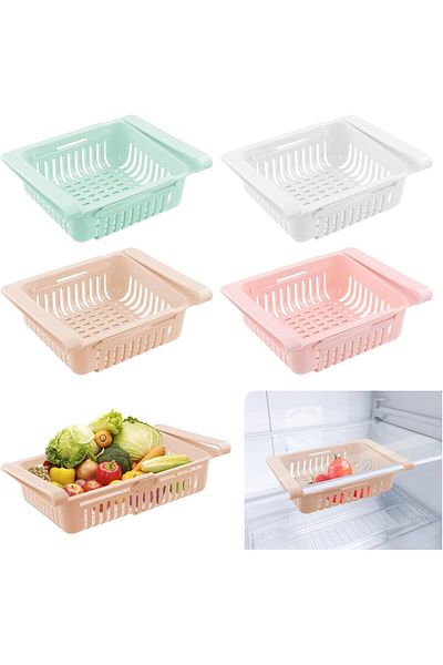 Türkiye Kitchen Retractable Drawer Organizer Refrigerator Storage Baskets Food Storage Boxes