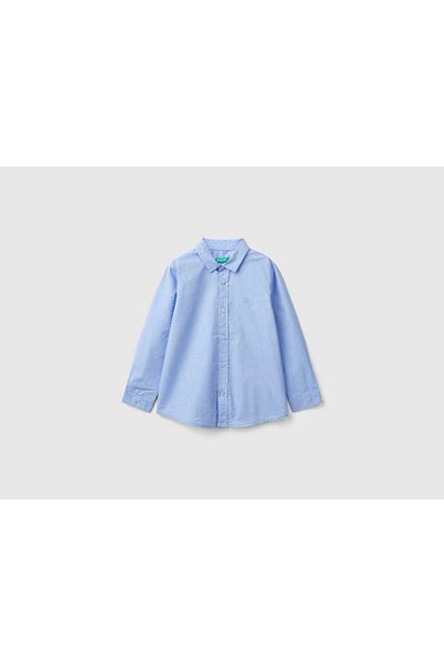 United Colors of Benetton Boys' Classic Collar Long Sleeve Cotton Shirt