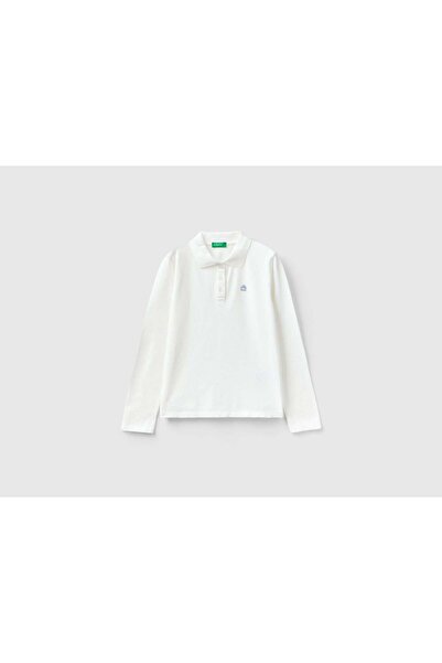 United Colors of Benetton قميص بولو بأكمام طويلة من القطن العضوي للأطفال