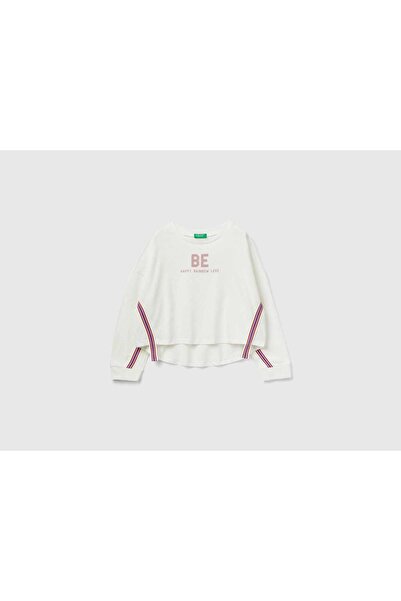 United Colors of Benetton تي شيرت دافئ مطبوع عليه كلمة "BE" للفتيات