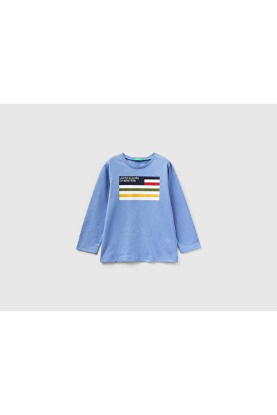 United Colors of Benetton تي شيرت أطفال بأكمام طويلة من القطن العضوي