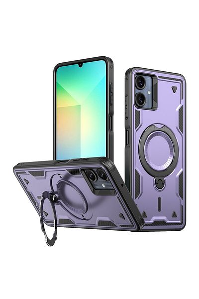 ALC MOBILE Military armour case with metal ring, compatible with Samsung Galaxy A06, Purple