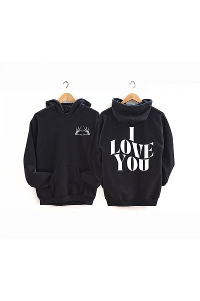 Boi Φούτερ 2 τεμαχίων I Love You Lover Combination - Μαύρη στάμπα Oversize Winter Hoodie