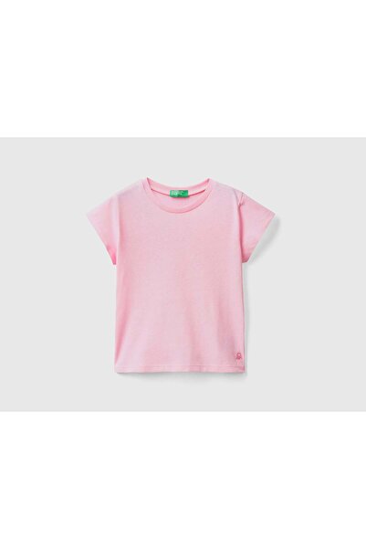 United Colors of Benetton تي شيرت بناتي بأكمام قصيرة مصنوع من القطن العضوي بن...