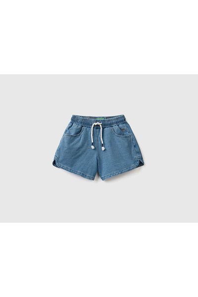 United Colors of Benetton Girls' Solid Shorts with Pockets and Drawstring