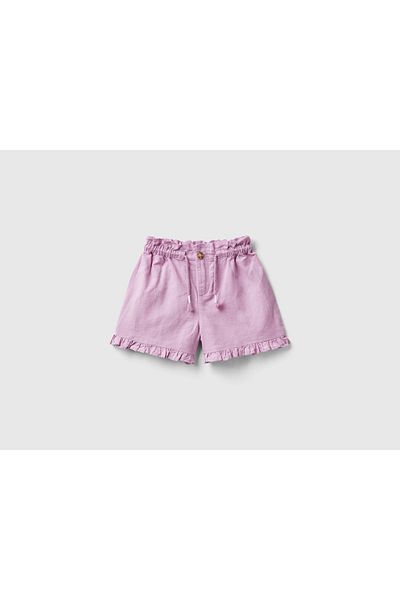 United Colors of Benetton Girls' Ruffled Hem Gathered Waist Shorts