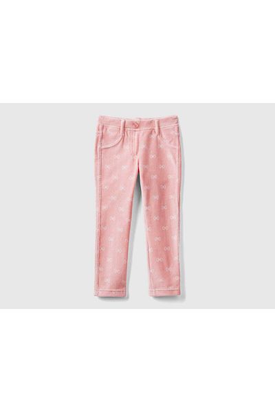 United Colors of Benetton Kids' Pink Bow Print Jeans
