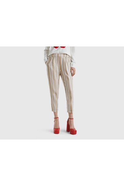 United Colors of Benetton 100% Linen Printed Trousers