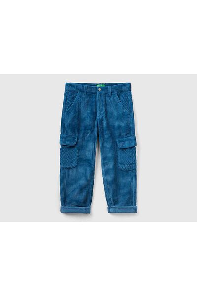United Colors of Benetton Embroidered Velvet Cargo Pants for Kids