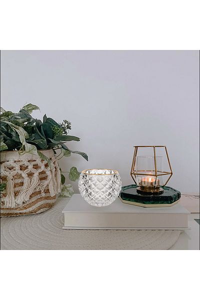 PUFO Suport decorativ pentru lumânări din sticlă Elegant, 7,5 cm, transparent