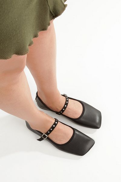 Ayakkabı Podyumum '' September'' Black Skin Patterned Wide Trapezoidal Toe Orthopedic Stone Helmet Flat Bottom New Season