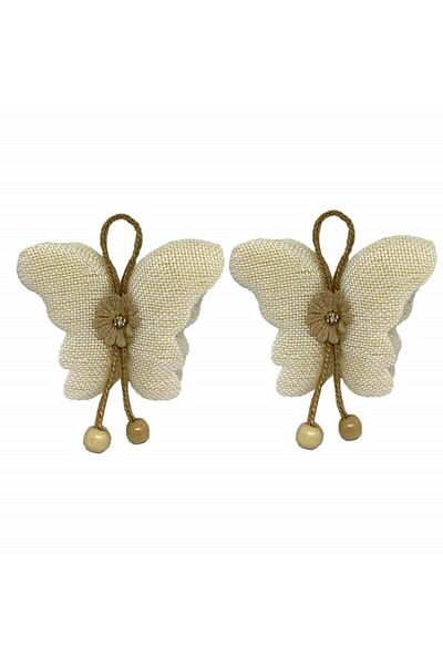 PUFO Set de șnururi pentru perdea sau draperie cu fluture și magnet, 2 buc., bej