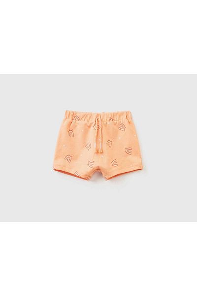 United Colors of Benetton Printed Cotton Baby Shorts with Drawstring