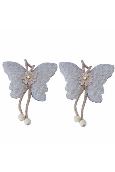 PUFO Butterfly curtain tieback set with magnet, 2 pcs, gray
