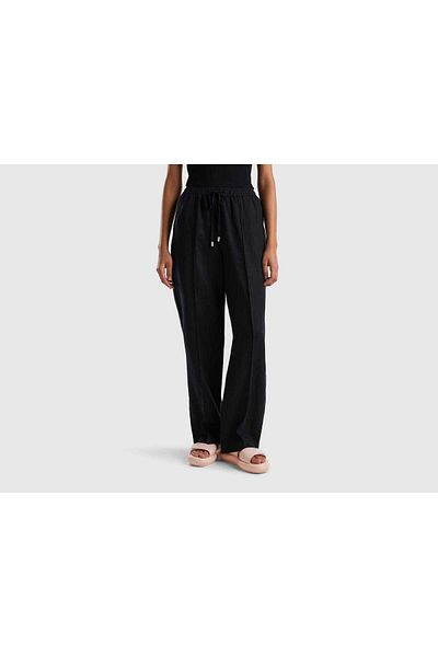 United Colors of Benetton 100% Linen Pants with Elastic Waistband