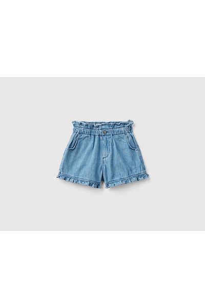United Colors of Benetton Girls' Ruffled Front Button Shorts