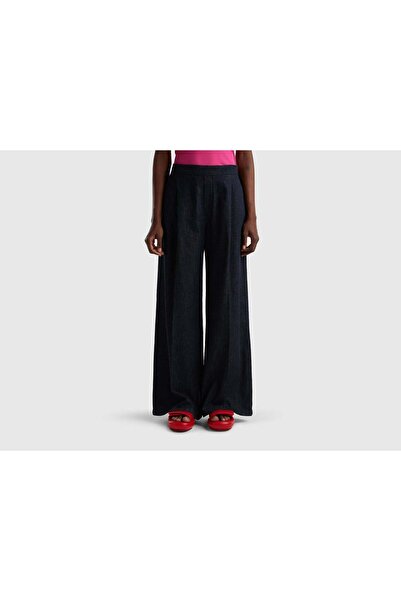 United Colors of Benetton Women's Long Wide Cotton Trousers
