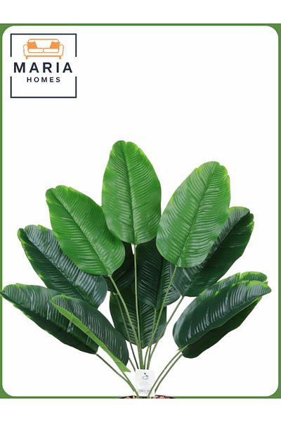 MARIA HOMES Artificial Banana Leaf Plant 70 cm – Decorative Indoor Plant with Gray Pot
