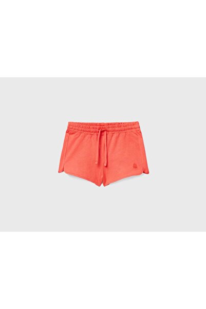 United Colors of Benetton Girls' Organic Cotton High-Waist Shorts