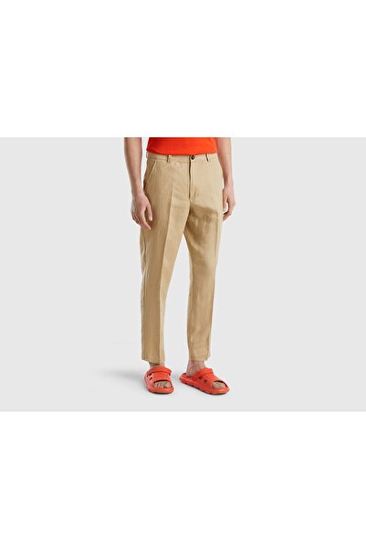 United Colors of Benetton بنطلون تشينو نسائي من الكتان الخالص