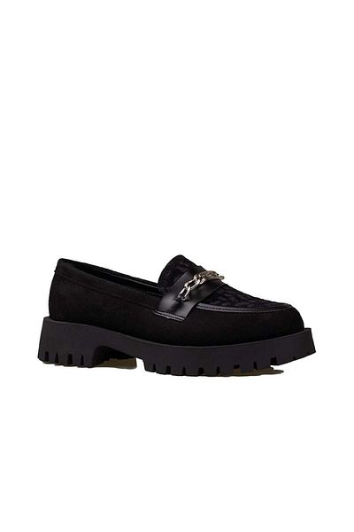 Trend Adımlar Black Women's Nubuck Leopard Casual Shoes