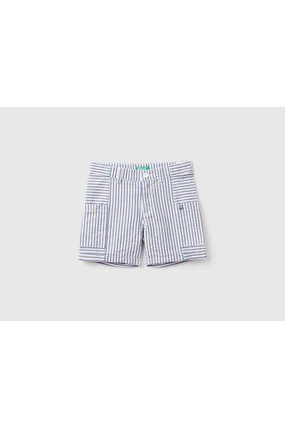 United Colors of Benetton Embroidered Logo Kids Bermuda Shorts with Front Pocket