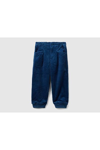 United Colors of Benetton Kids' Long Ribbed Velvet Pants with Elastic Legs