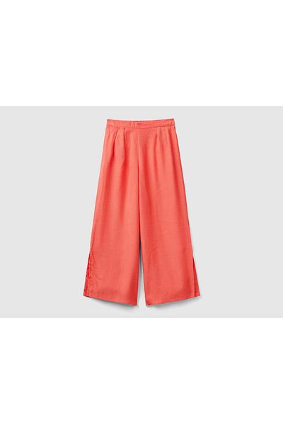 United Colors of Benetton Kids' Wide-Leg Pants with Back Cuts and Pockets