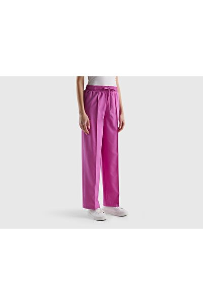 United Colors of Benetton Women's Wide-Leg Pants with Drawstring